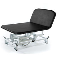 SEERS Medical Hydraulic Therapy Bobath Couch with adjustable backrest and mobile metal frame, side view.