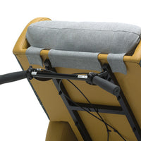 Repose Seating Harlem Porter Express Chair with BACK and SEAT TILT levers, rear view.