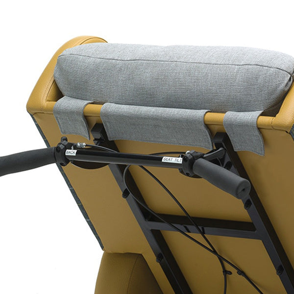 Repose Seating Harlem Porter Express Chair with BACK and SEAT TILT levers, rear view.