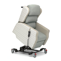 Madison Healthcare Chair with wheels, padded cushions, side panels and remote control positioning, angled front view.