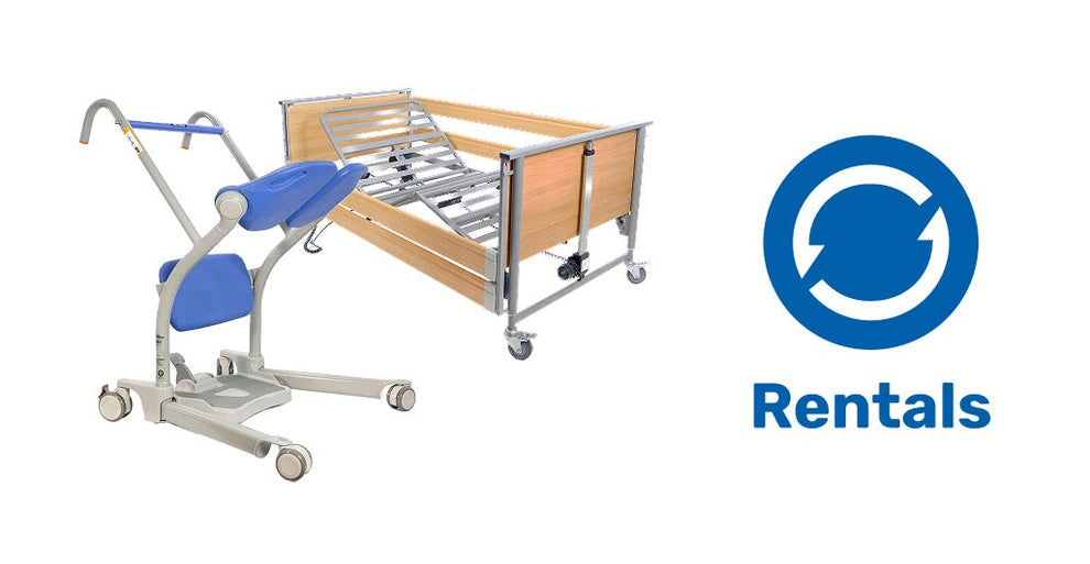 A profiling bed and a stand aid alongside a Rentals icon.