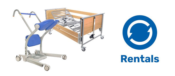 A profiling bed and a stand aid alongside a Rentals icon.