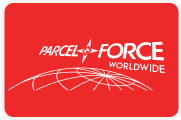 Parcelforce logo on a red background