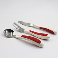 NRS Kura Care Adult Cutlery Set designed for easier grip, resting on a white surface, top view.