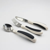 NRS Kura Care Adult Cutlery Set with ergonomic handles, designed for easy grip, shown on a white background, top view.