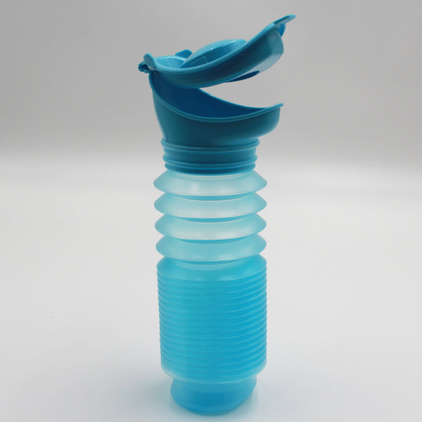 Buckingham Uriwell Unisex Urinal, portable and flexible with ribbed body, spill-proof wide-mouth lid, front view.