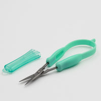 Easi-Grip Mini Easi-Grip Scissors with stainless steel blades and protective cover, white background, front view.