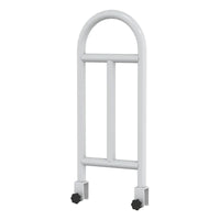 Accora Bed Lever with two metal bars and adjustable black knobs for transfer support, side view.
