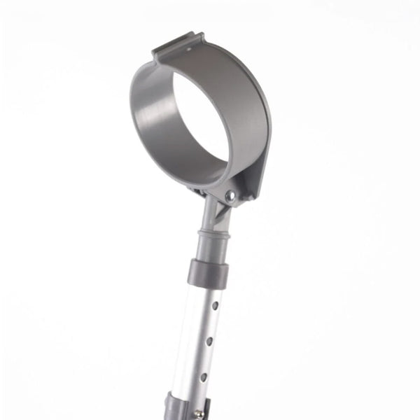 Ergonomic cuff on Coopers Adjustable Comfort Grip Crutches, plain background, close-up view.