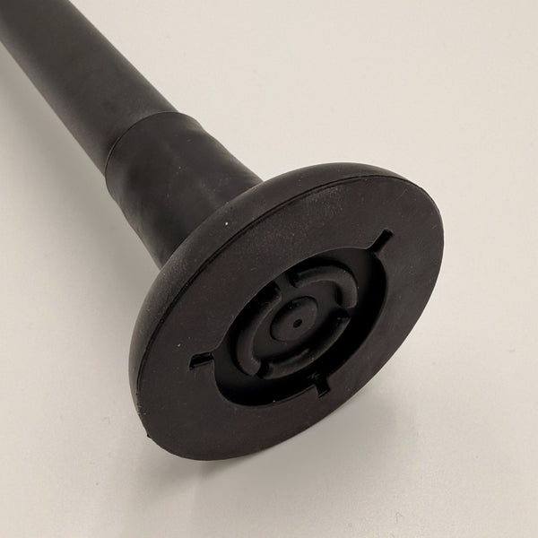 Lifemax Adjustable Walking Stick with non-slip rubber foot and round base on a light surface, close-up.