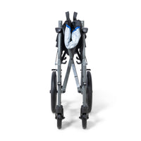 Drive Aero Mg Transit Wheelchair folded, compact frame and wheels visible, front view.