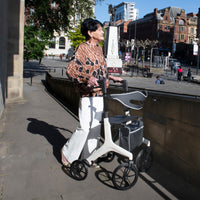AeroWalk Carbon being pushed up a ramp in the city