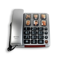 Amplicomms BigTel 40 Plus corded phone with large buttons and six photo memory keys, front view.