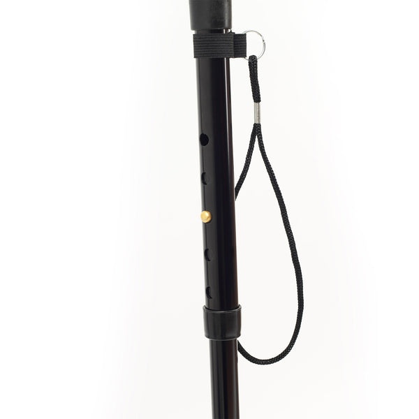 Drive Anatomic Grip Walking Stick for right hand with folding aluminium shaft and wrist strap, close-up.