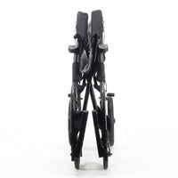 Urathon Apollo Lightweight Wheelchair, aluminium frame, folded upright, front view on white background.