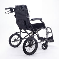 Urathon Apollo Lightweight Wheelchair with large rear wheels, push handles and aluminium frame, side view.