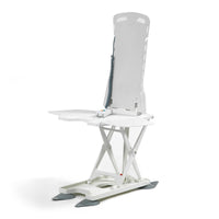 Drive Aquajoy Value Bathlift with high backrest, folding seat and waterproof hand control, coiled cord, side view.
