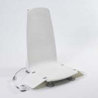 Mangar Archimedes Bath Lift with tall backrest and handheld controller, battery operated, plain background, front angle.