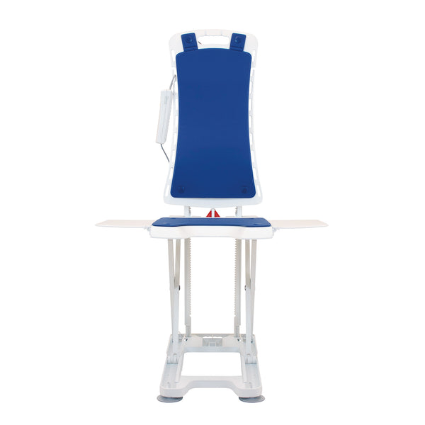 Drive Bellavita NOVA Bathlift with high backrest, padded seat, removable backrest and waterproof handset, front view.