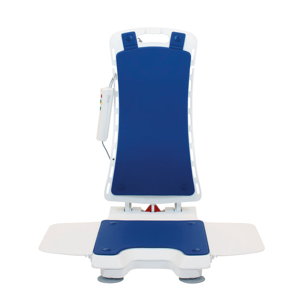 Drive Bellavita NOVA Bathlift with removable backrest and waterproof handset, designed for safe bath entry and exit, angled side view.