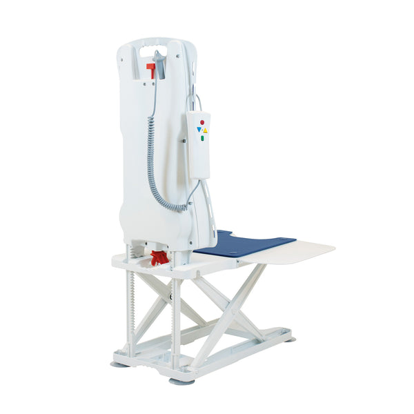 Drive Bellavita NOVA Bathlift with waterproof handset and removable backrest, upright position, front view.
