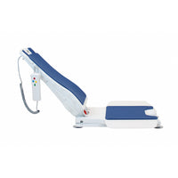 Drive Bellavita NOVA Bathlift adjustable chair with removable backrest and waterproof handset for assisted bathing, side view.