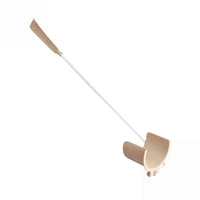 Homecraft Brevetti sock and stocking aid with a long handle and contoured plastic cradle, front view.