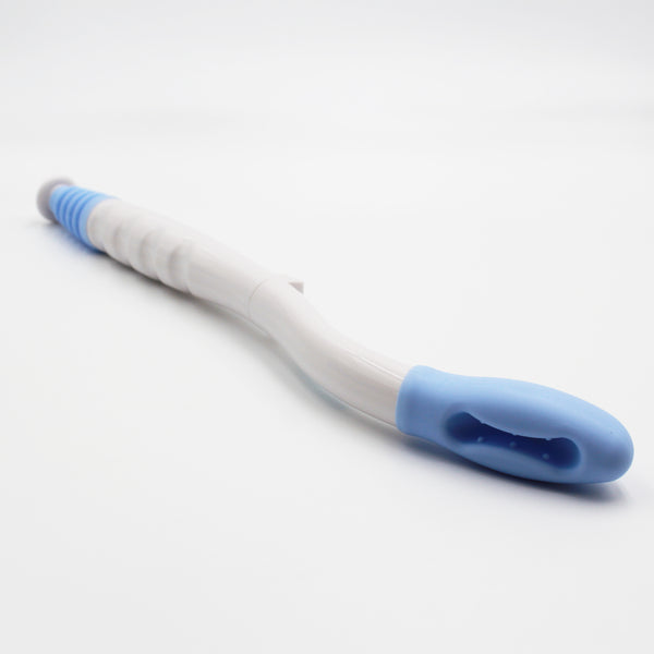 Buckingham Easywipe Toilet Tissue Aid with ergonomic handle on white surface, close-up view.