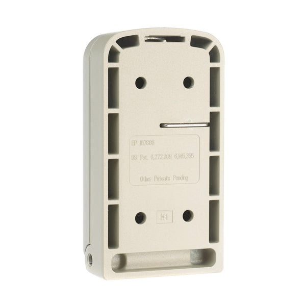 Beige rectangular plastic Supra C500 Pro key safe with four screw holes, a slot, and patent numbers visible on the surface, front view.