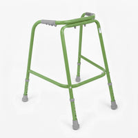 Trulife Childrens Walking Frame, lightweight and height-adjustable with grey grips for support, front view.