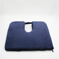 Drive Coccyx Cushion with U-shaped cutout and carry handle, placed on plain white background, top view.