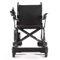 Dash Rehab Dash Carbon Pro Plus Powerchair with joystick, lightweight design, front view.