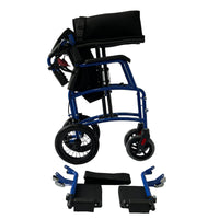 Dash Express Pro Wheelchair with folding backrest and detachable footrests, lightweight design, front view.