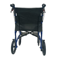 Dash Rehab Dash Express Pro Wheelchair with large black wheels and folding backrest, rear view.