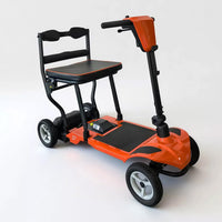 Dash Rehab Dash Z1 Scooter with four wheels, black seat and small backrest, compact design, side view.