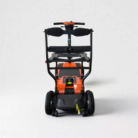 Dash Rehab Dash Z1 four-wheel folding mobility scooter with digital display, lightweight design, front view.