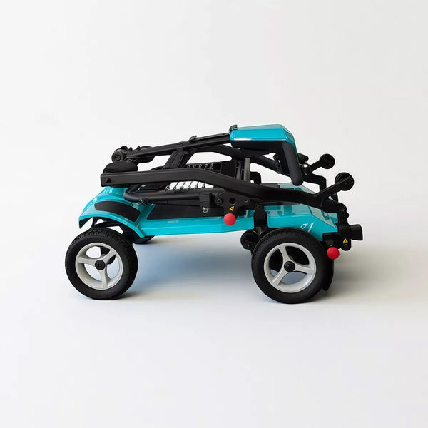 Dash Rehab Dash Z1 Scooter with large wheels and exposed frame, white background, side view.