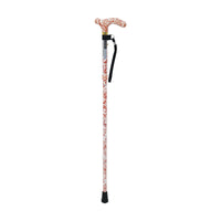 Aidapt Deluxe Folding Walking Cane - Oriental, a patterned, height-adjustable folding walking cane, front view.