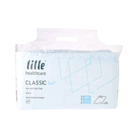 Pack of 35 Homecraft disposable bed protectors 60x60cm with waterproof backing, front view.