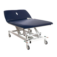 Drive Doherty 2 Section Bariatric Plinth, height adjustable frame with cushioned surface, shown from side view.