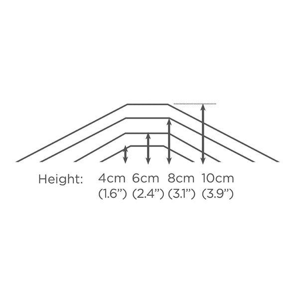 Measurement diagram showing four arrowed lines at different heights for Enable Access Doorline Bridge Ramp, straight-on view.
