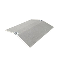 Enable Access Doorline Bridge Ramp, rectangular nonslip wheelchair ramp with handles and textured surface, side view.