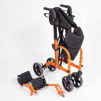 Aidapt Duo Deluxe Rollator, lightweight and foldable with ergonomic handles and removable footrests, folded side view.