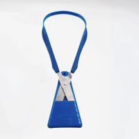 Cap remover with metal blade and flexible loop, handle design similar to Easi-Grip Scissors 75mm Pointed, side view.