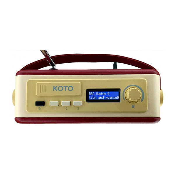 OER Easy Radio portable DAB+ radio with digital display, tuning dial, and push buttons, front view.