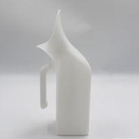 Homecraft Economy Female Urinal with handle and angled spout, plain background, side view.