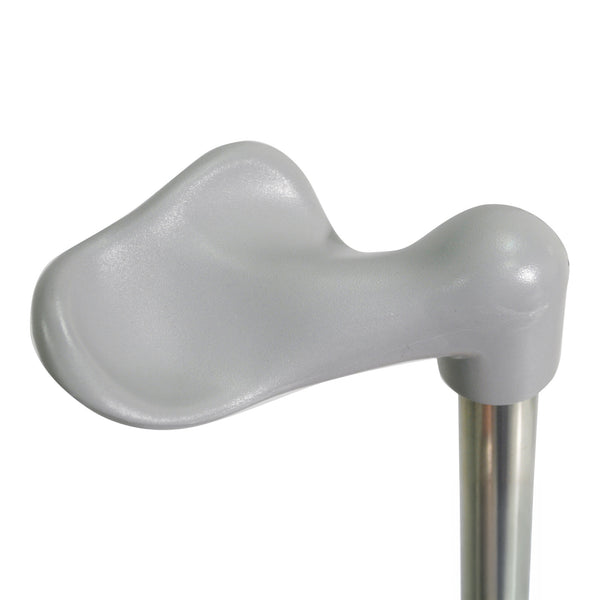 Contoured ergonomic handle on an Aidapt Ergonomic Aluminium Walking Stick, close-up.