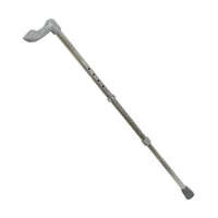 Aidapt Ergonomic Aluminium Walking Stick with height-adjustable design, ergonomic handle and rubber ferrule, side view.