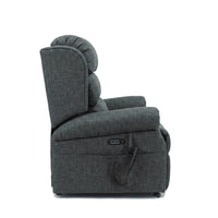 Repose Seating ErgoRise Dual Motor Tilt-In-Space Chair with remote on right side, side view.