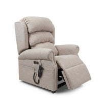 Repose Seating ErgoRise Dual Motor Tilt-In-Space Chair with adjustable headrest and footrest, remote shown, front view.